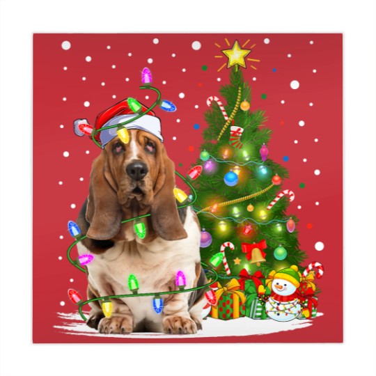 Discover Dog Basset Hound Lighting Xmas Tree Santa Basset Hound Dog Christmas Mahjong Mats