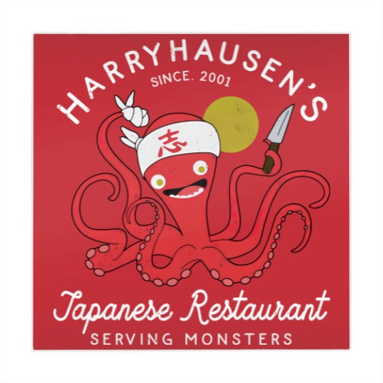 Discover Retro Octopus Chef Harryhausen's Japanese Restaurant Mahjong Mats