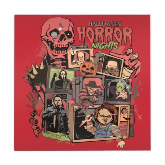 Discover Retro Horror Night  Mahjong Mats, Halloween Mahjong Mats, Vintage 90s Halloween Movies