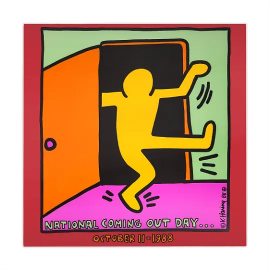 Discover vintage keith haring 1988 Mahjong Mats national coming out day