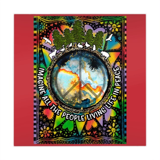 Discover Imagine All The People Living Life In Peace Hippie Premium Scoop Mahjong Mats
