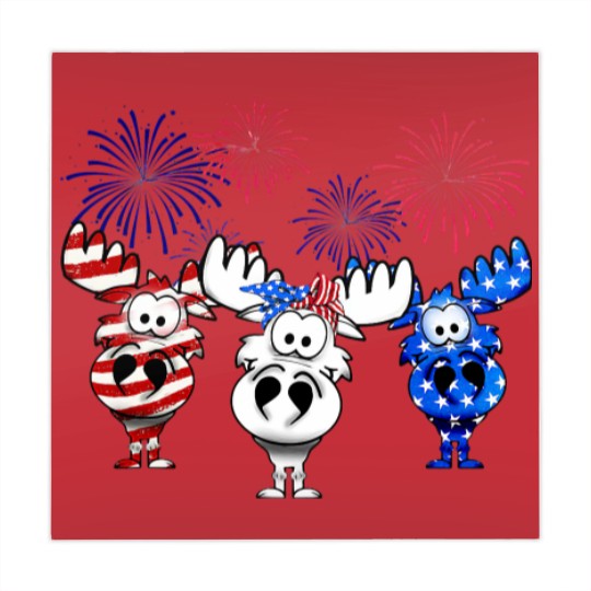 Discover red white blue moose usa flag 4th of july nerdy moose americ Mahjong Mats