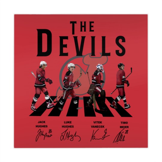 Discover Devils Walking Abbey Road Signatures Ice Hockey Mahjong Mats, New Jersey Vintage