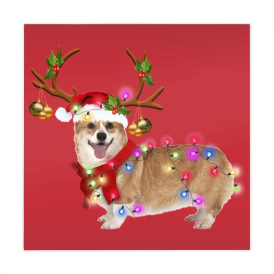 Discover Christmas Corgi Reindeer Mahjong Mats, Santa's Hat Corgi Mahjong Mats