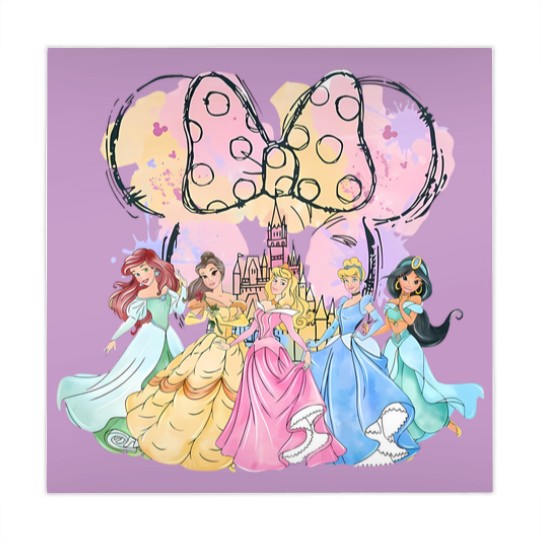 Discover Vintage Disneyyy Princess Squad Mahjong Mats, Watercolor Castle Mahjong Mats