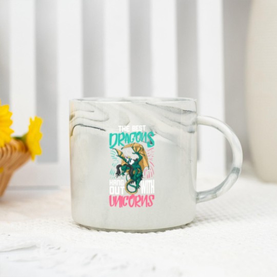 Discover The Best Dragons Hang Out With Unicorns Gift For A Marble Mugs