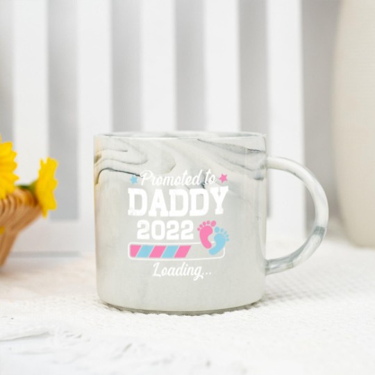 Discover Promoted To Daddy Funny Family With Cute Footprint Marble Mugs