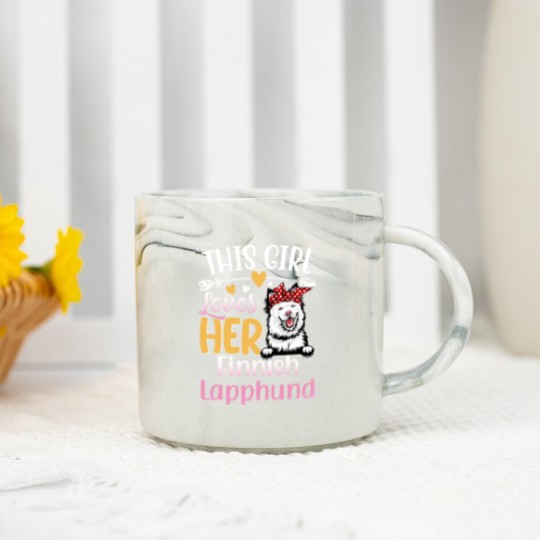 Discover This Girl Love Her Finnish Lapphund Dog - Dog Lover For Women - Marble Mugs