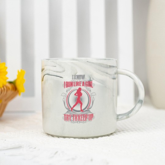 Discover Runner - I know I run like a girl try to keep up Marble Mugs