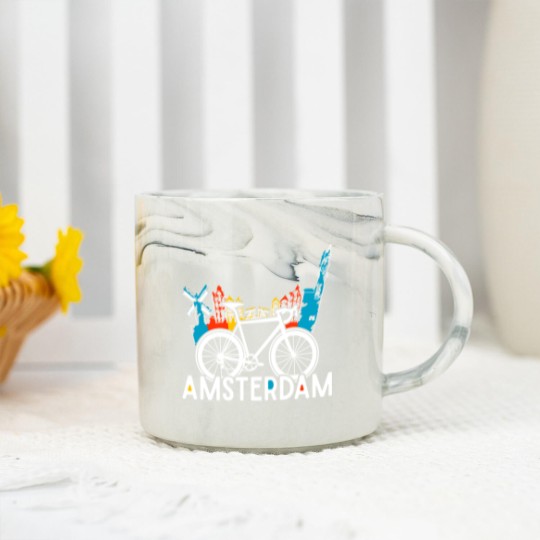 Discover Amsterdam bike in Holland Marble Mugs