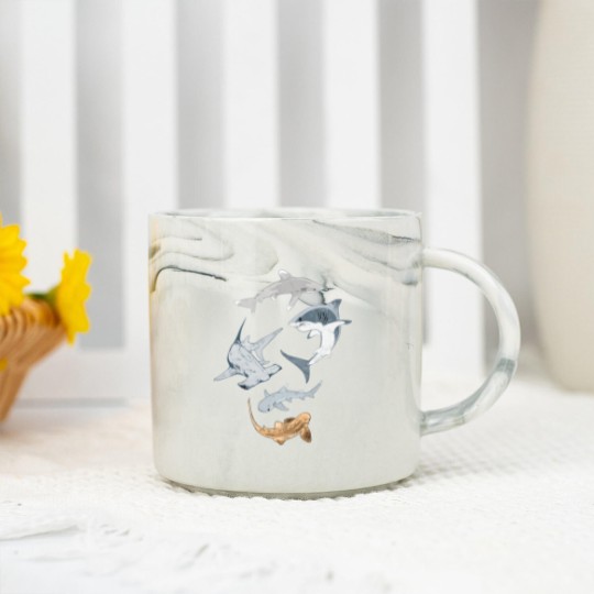Discover Types of Sharks Collection Marble Mugs