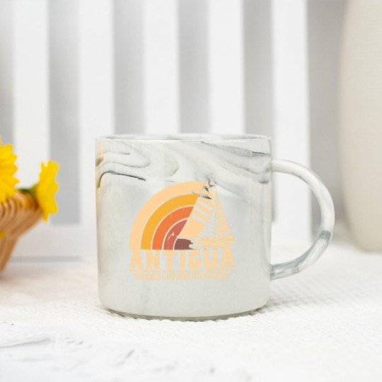 Discover Antigua Retro Sailing Vacation Design - Antigua - Marble Mugs