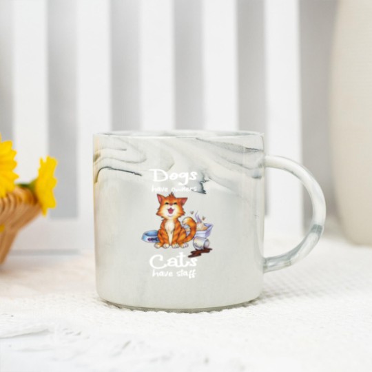 Discover Dogs have owners Cats have staff cute cats crying Marble Mugs