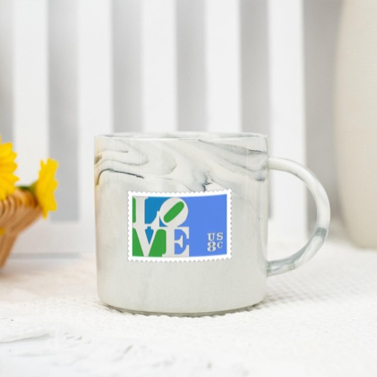 Discover Love Stamp Stencil (Robert Indiana) - Love - Marble Mugs