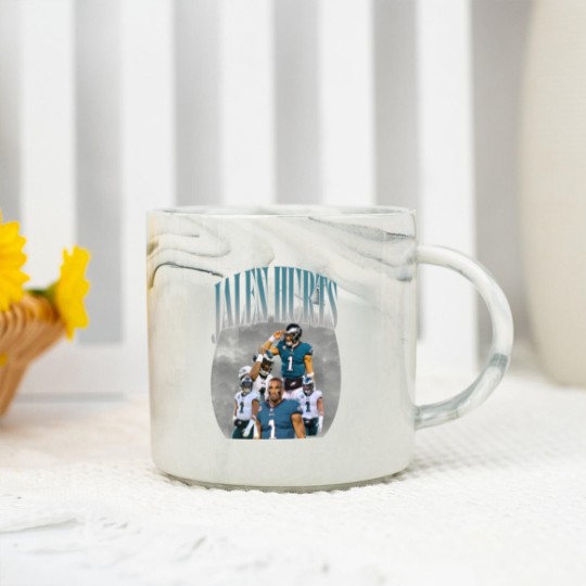 Discover 90s Vintage Inspired Jalen Hurts Marble Mugs, Jalen Hurts Marble Mugs, football vintage Marble Mugs
