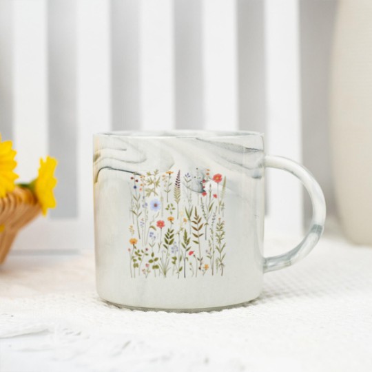 Discover Dried Wildflowers Marble Mugs Boho Style Pressed Wild Flower Marble Mugs