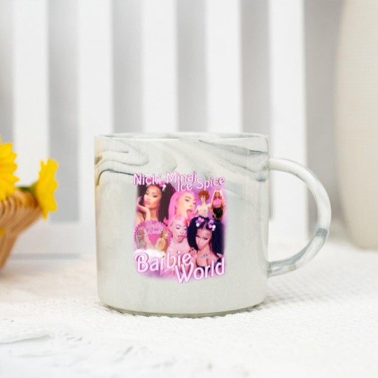 Discover Nicki Minaj x Ice Spice Vintage Rap Marble Mugs, Nicki Minaj x Ice Spice Barbie World Marble Mugs