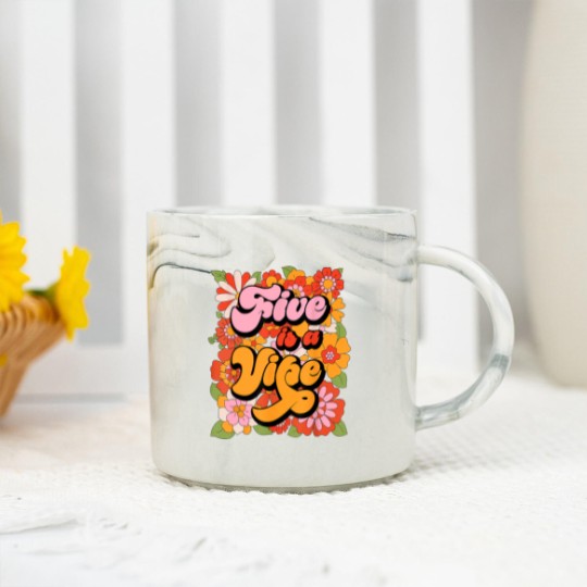 Discover Five is a Vibe 5th Birthday Party Marble Mugs