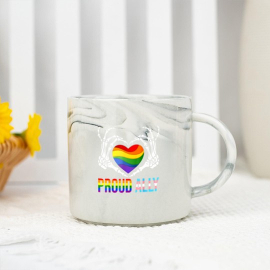 Discover proud ally lgbt transgender flag skeleton heart gay lesbian Marble Mugs
