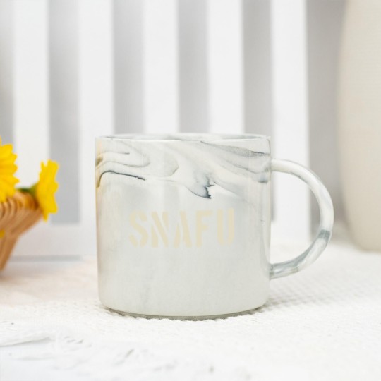 Discover SNAFU Funny Military Slang Design Stencil look le Marble Mugs