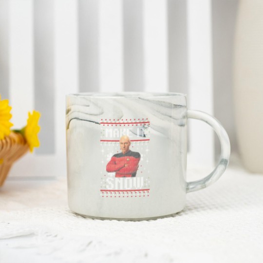 Discover Next Picard Make It Snow Ugly Sweater Christmas Birthday Marble Mugs