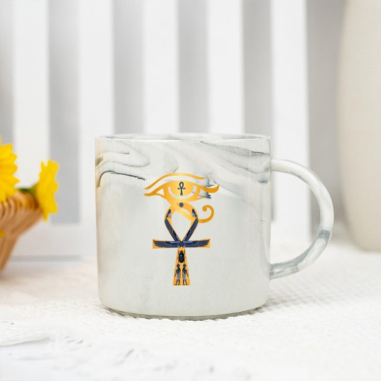 Discover Ancient Egypt God Eye of Horus Ankh Egyptian Symbol Marble Mugs