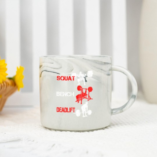 Discover Squat Bench Deadlift Marble Mugs