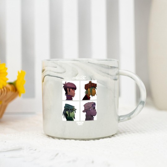 Discover Gorillaz Marble Mugs Mens Demon Days Band Logo Marble Mugs Short Sleeve Black
