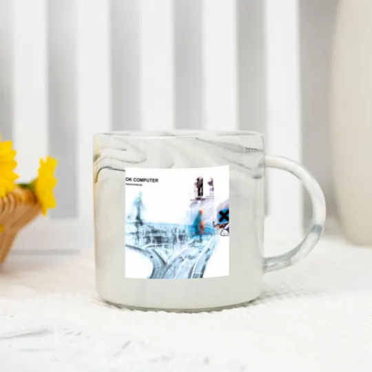 Discover Radiohead Ok Computer Band Marble Mugs, Music Lovers Marble Mugs