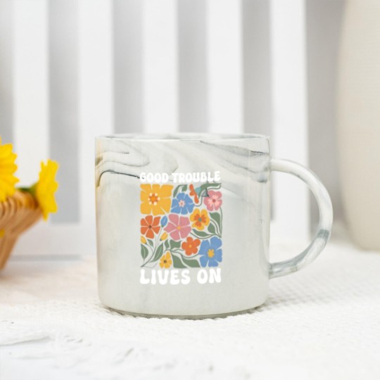 Discover Floral Good Trouble Lives On Marble Mugs, Resistance Marble Mugs, John Lewis Marble Mugs