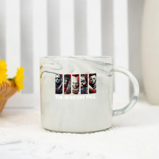 Discover The Boys Of Fall Marble Mugs, Halloween Horror Characters Marble Mugs, Friends Horror Characters Marble Mugs