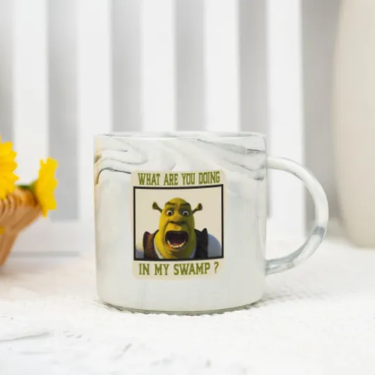Discover Shrek Face Marble Mugs What Are You Doing in My Swamp Marble Mugs, I'm Swamped Marble Mugs, Funny Shrek Marble Mugs