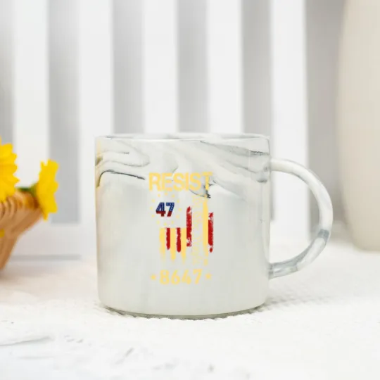 Discover Anti Trump 8647 86 47 US Flag We The People Impeach 47 Unisex Marble Mugs