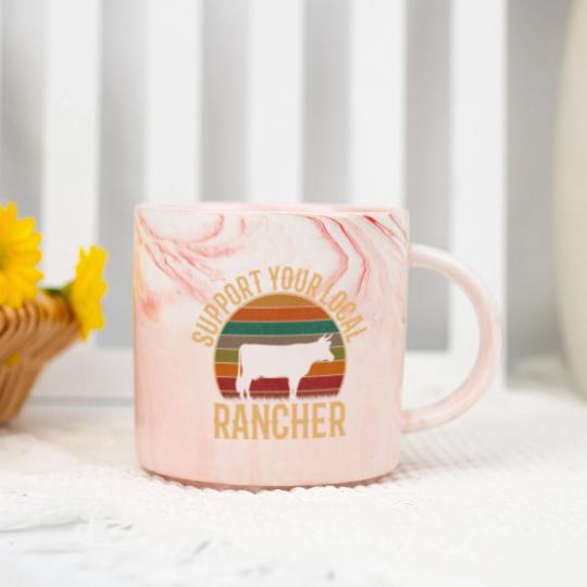 Discover support your local rancher, cattle rancher Marble Mugs