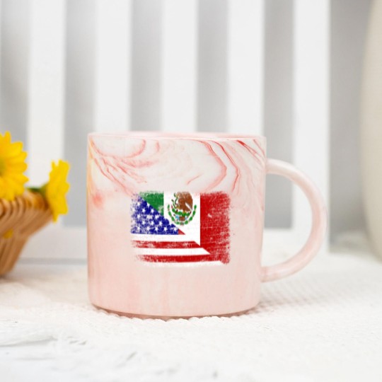 Discover Vintage Mexican American Flag Marble Mugs