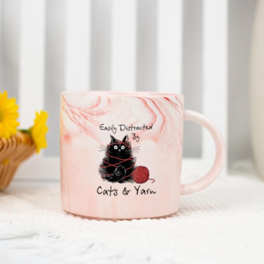 Discover Easily Distracted By Cats And Yarn Knitting Lovers Marble Mugs