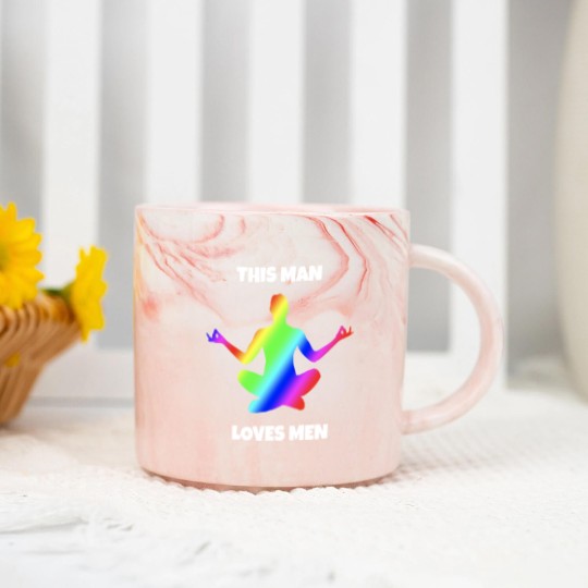 Discover This Man loves Men rainbow colors gay men Marble Mugs