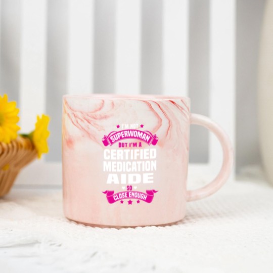 Discover Certified Medication Aide Marble Mugs