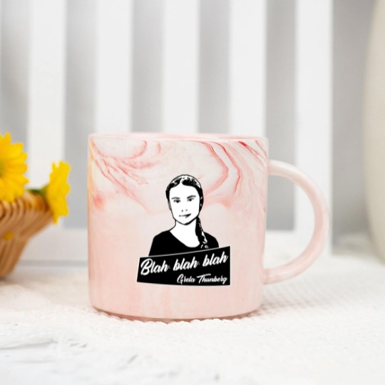 Discover Blah, blah, blah Greta Thunberg Marble Mugs