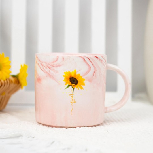Discover Sunflower Marble Mugs Faith Beautiful yellow sunflower sunflower blooms funny