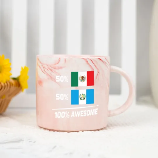 Discover Half Mexican Half Guatemalan Pride Mexico Guatemala Flag Marble Mugs