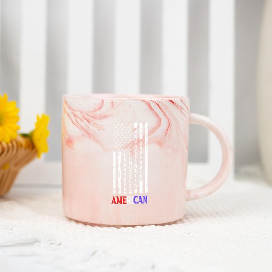 Discover Unmasked Unmuzzled Unvaccinated Unafraid American Flag Fan Marble Mugs