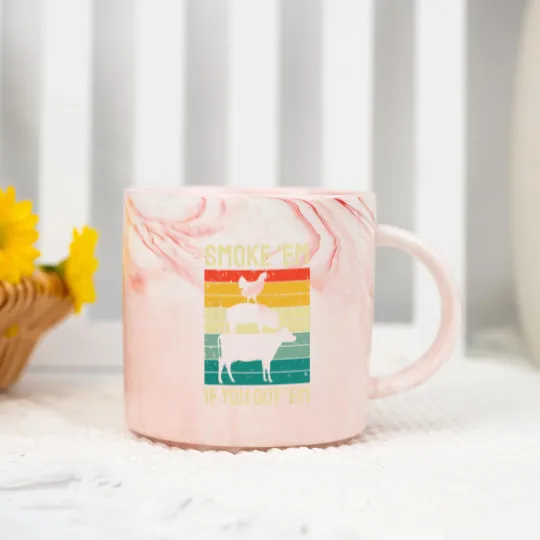 Discover Smoke Em If you Got Em BBQ - Funny Retro Smoking Marble Mugs