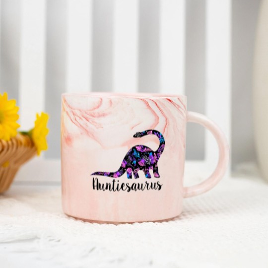 Discover Womens Auntiesaurus Marble Mugs Funny Kids Gift for Aunt Cute Graphic Dinosaur Top