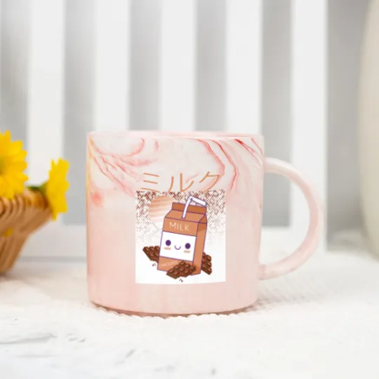 Discover Retro 90s Japanese Kawaii Chocolate Milk Shake Carton Marble Mugs