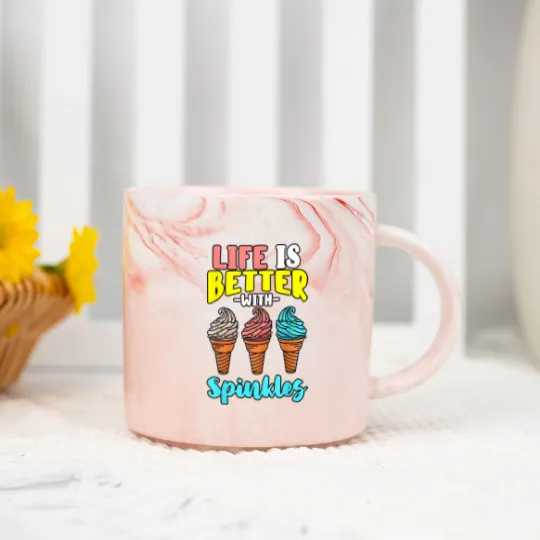 Discover Life is Better With Sprinkles Sweet Confectionery Ice Cream Marble Mugs