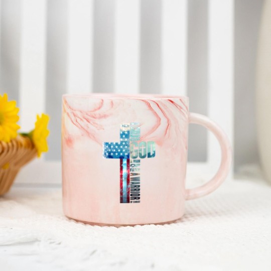 Discover Faith Cross American Flag Marble Mugs Christ Jesus Religious Marble Mugs
