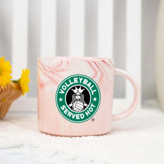 Discover Funny Volleyball Logo Design Marble Mugs