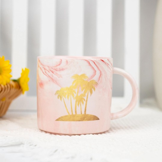 Discover Palm Gold Beach Vacation Island Luxury Summer Sun Marble Mugs