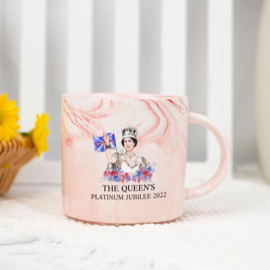 Discover Queen Elizabeth II Platinum Jubilee 1952-2022 CELIBRATION Marble Mugs  Union Jack Marble Mugs The Queen's Crown Royal Marble Mugs